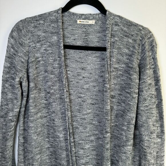 Marine Layer Womens Small Gray Marled Open Front Cardigan Sweater Cotton Casual - Picture 2 of 11